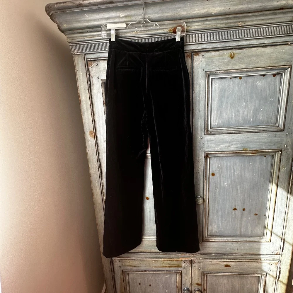 Sezane Velvet Florentine Trousers in Dark Blue Size 34